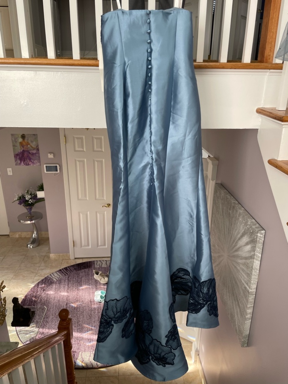 Mon Cheri Light Blue Satin Chemise with Navy Floral Lace(never worn) - Picture 10 of 10
